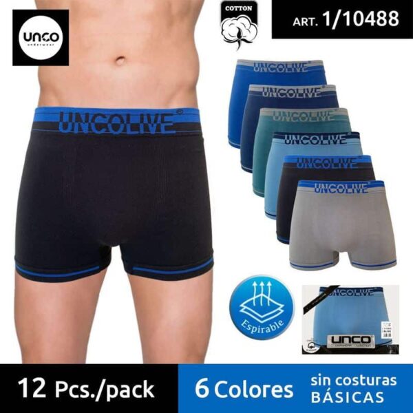10488 - BOXER ALGODON SIN COSTURAS UNCO PACK-12