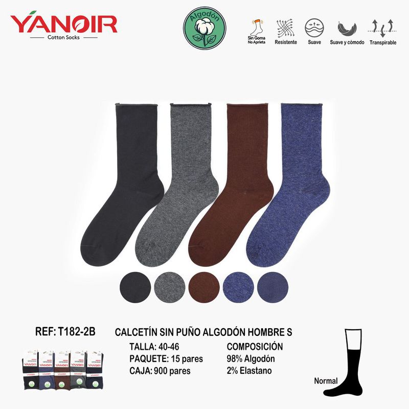 T182 – CALCETIN SIN GOMA YANOIR  40-46 PACK-15