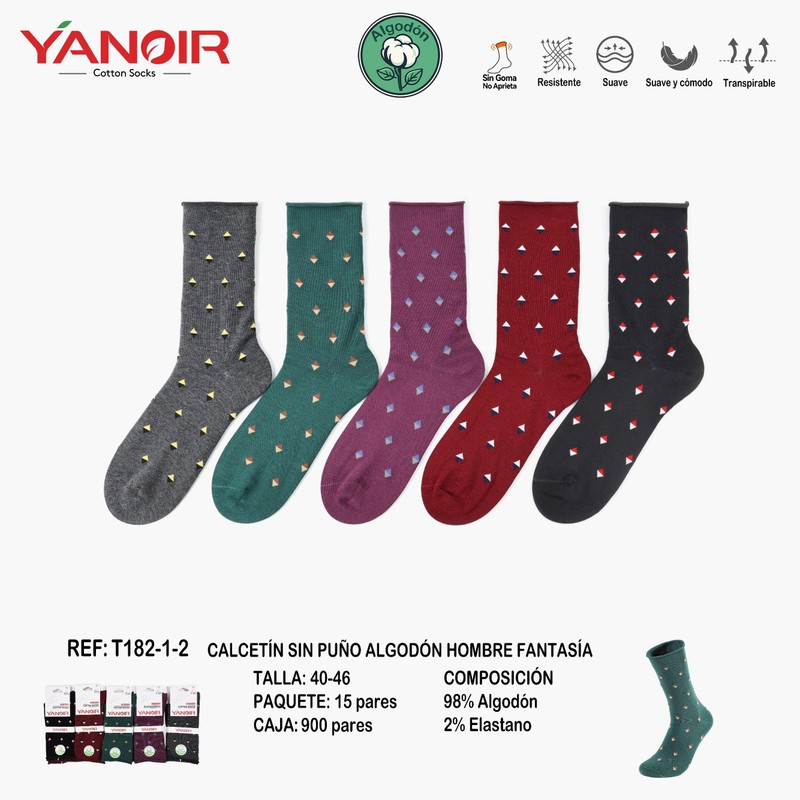 T182 – CALCETIN SIN GOMA YANOIR  40-46 PACK-15
