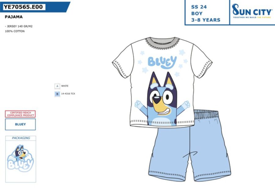 YE70565 PIJAMA BLUEY AZUL - Imagen 2