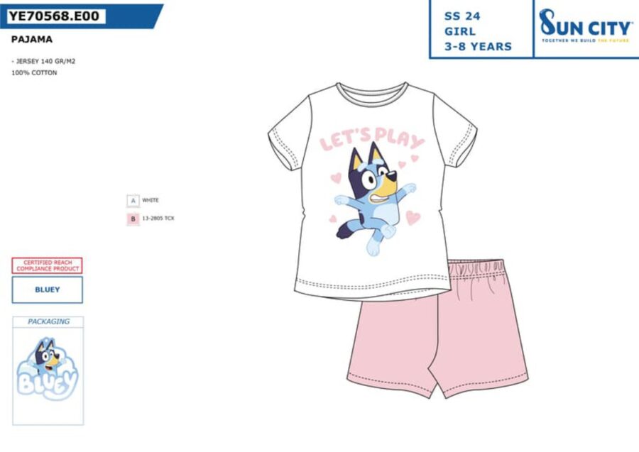 YE70568 PIJAMA BLUEY ROSA - Imagen 2