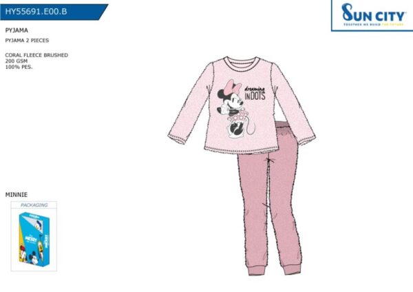 HY55691 PIJAMA CORALINA NIÑA MINNIE