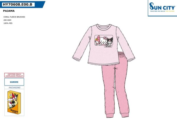 HY70608 PIJAMA CORALINA KUROMI SUN CITY
