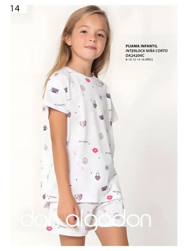 Da24204c Pijama Niña Corto Don Algodón