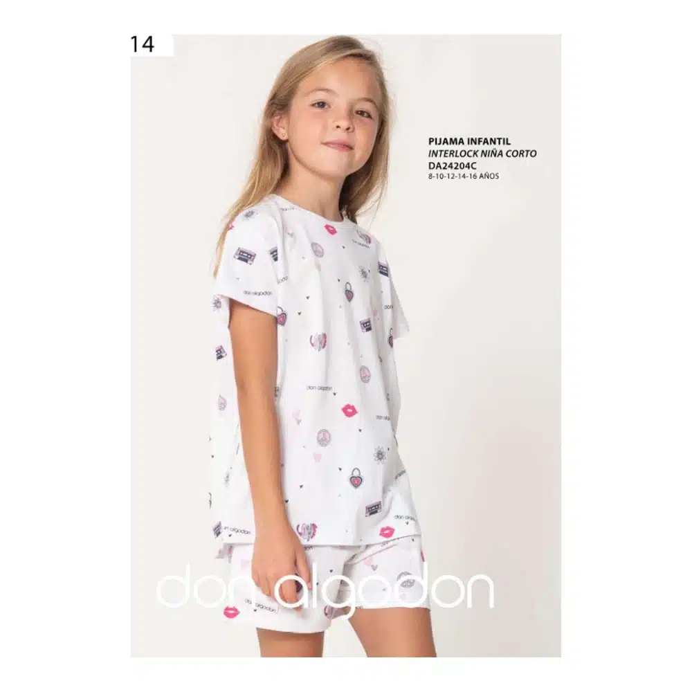 Da24204c Pijama Niña Corto Don Algodón