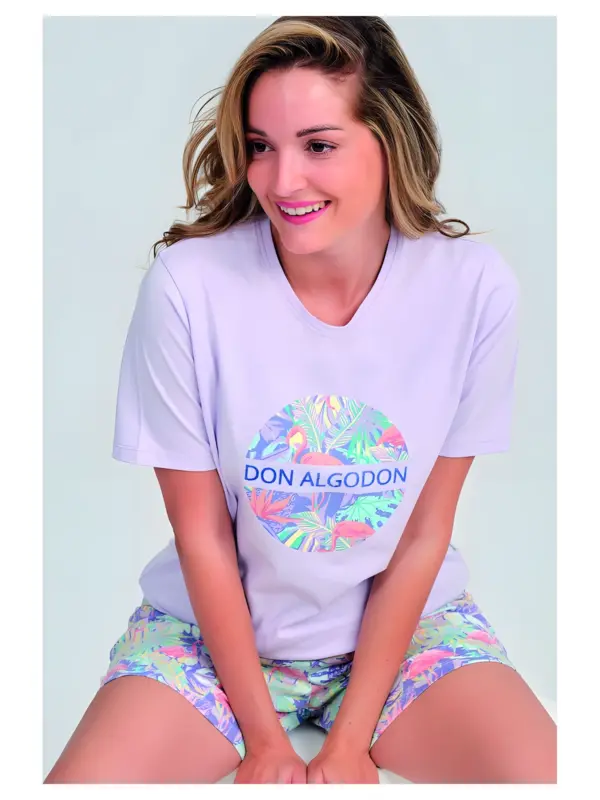 Da26s423 Pijama 100% Alg Manga Corta Mujer Don Algodon