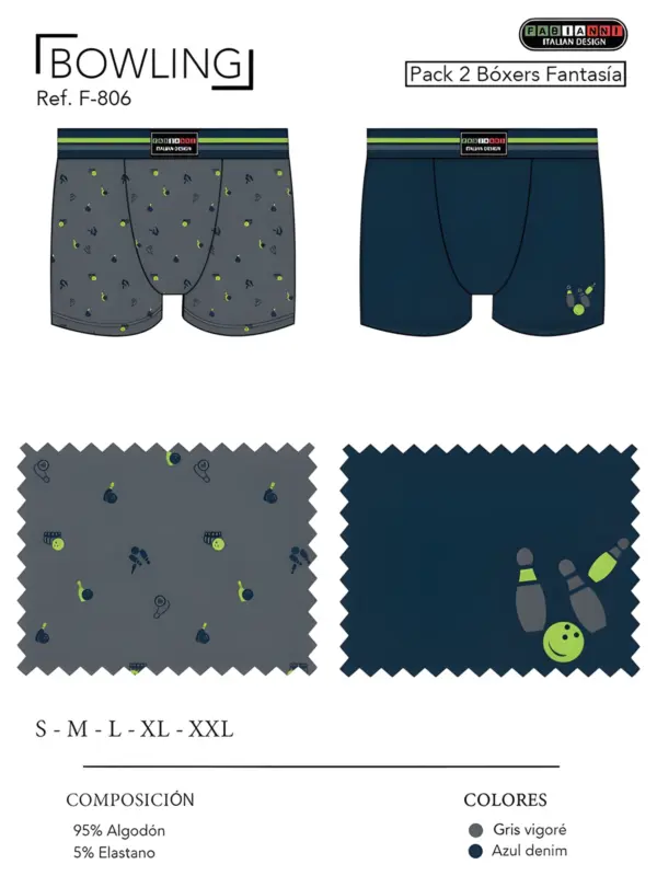 F806 - Boxer Bowling Fabianni Pack 2
