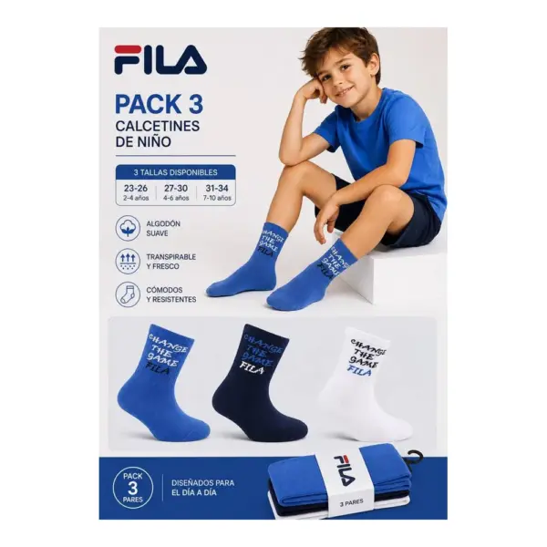 F2823 Tobillero Niño Pack 3 Fila
