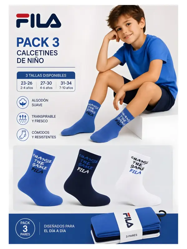 F2823 Tobillero Niño Pack 3 Fila