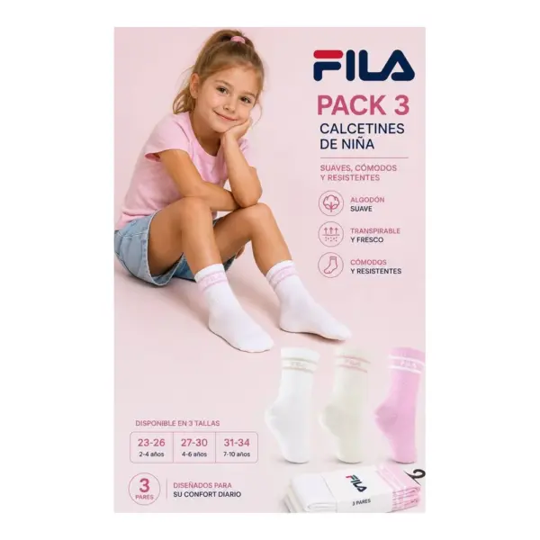 F2825 Tobillero Niña Pack 3 Fila