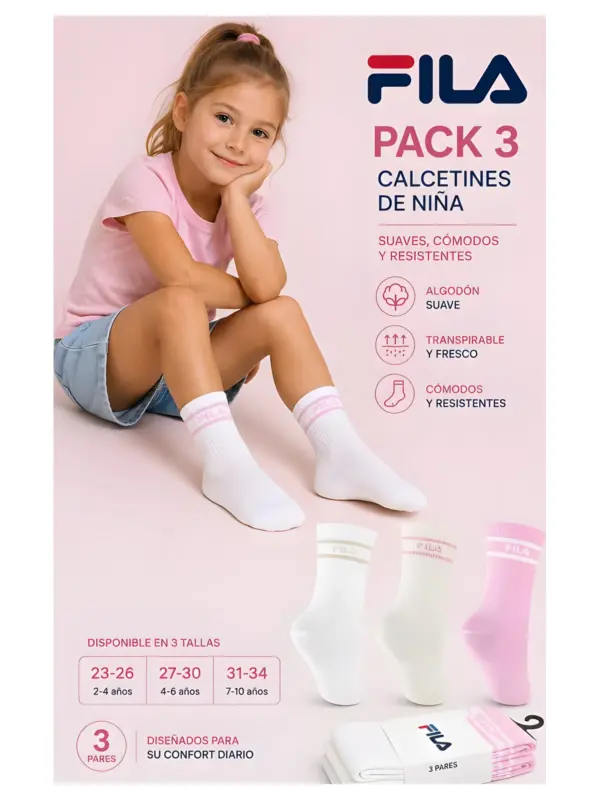 F2825 Tobillero Niña Pack 3 Fila