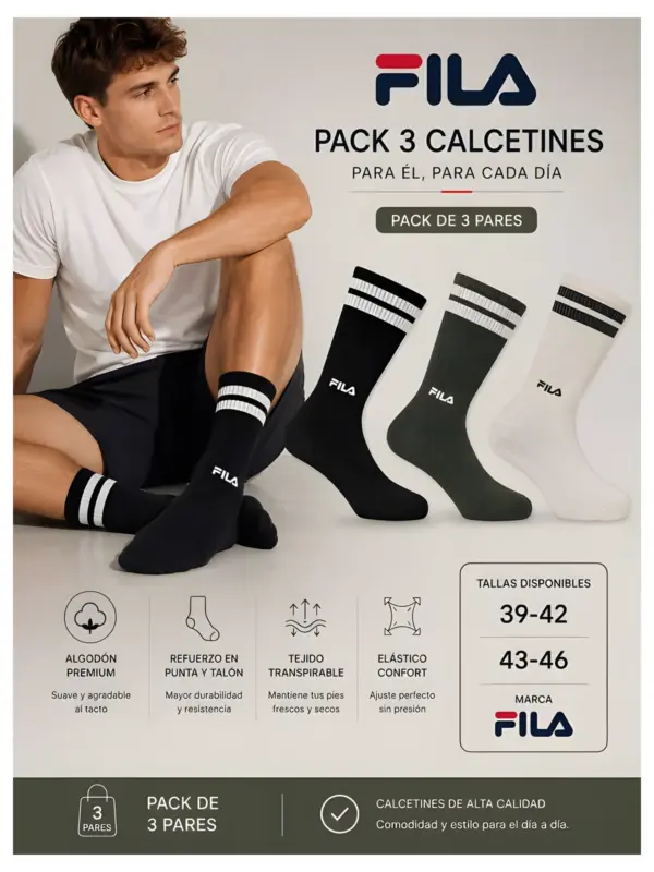 F5371 Pack3 Calcetines Fila