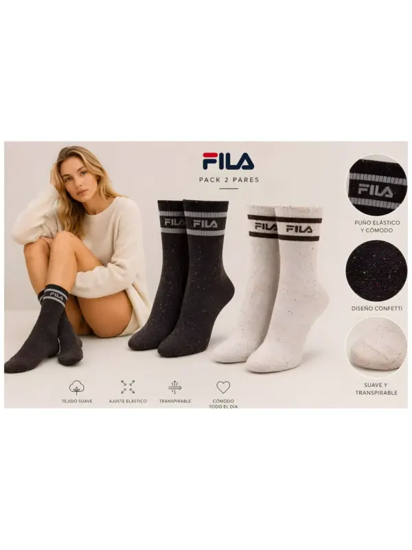 F6146 Pack2 Calcetines Fila Mujer