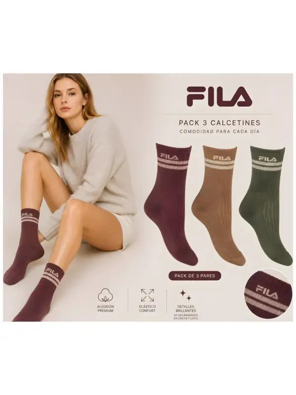 F6410 Pack2 Calcetines Fila Mujer