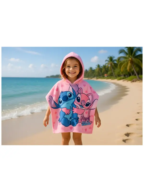 Ez78136 Poncho Playa Microfibra Lilo & Stitch Sun City