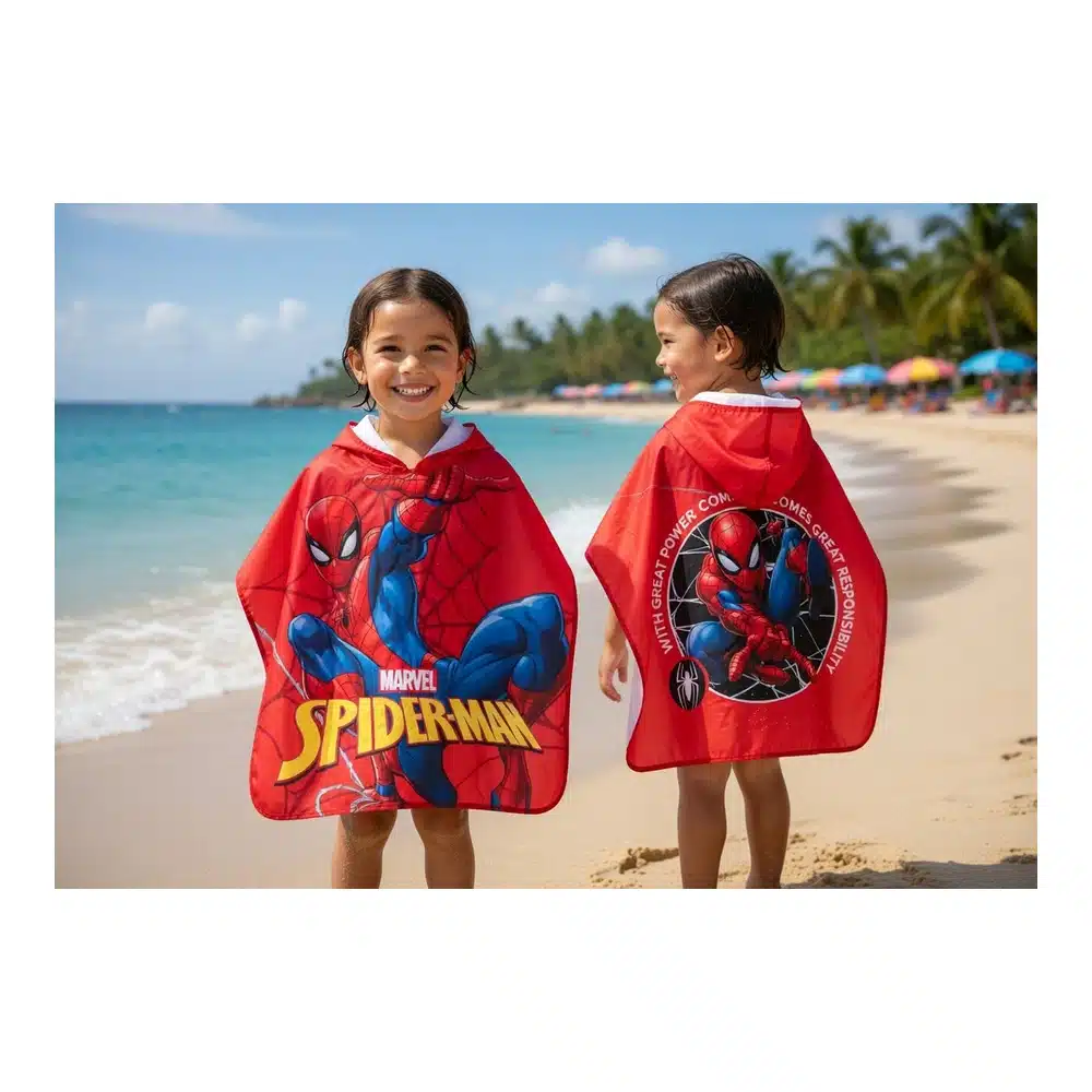 Ez78142 Poncho Playa Microfibra Spiderman Sun City