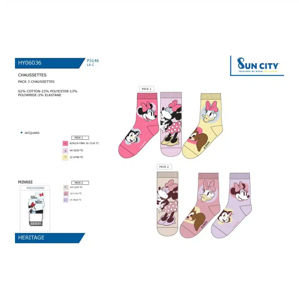 Hy06036 Pack 3 Calcetines Minnie Sun City