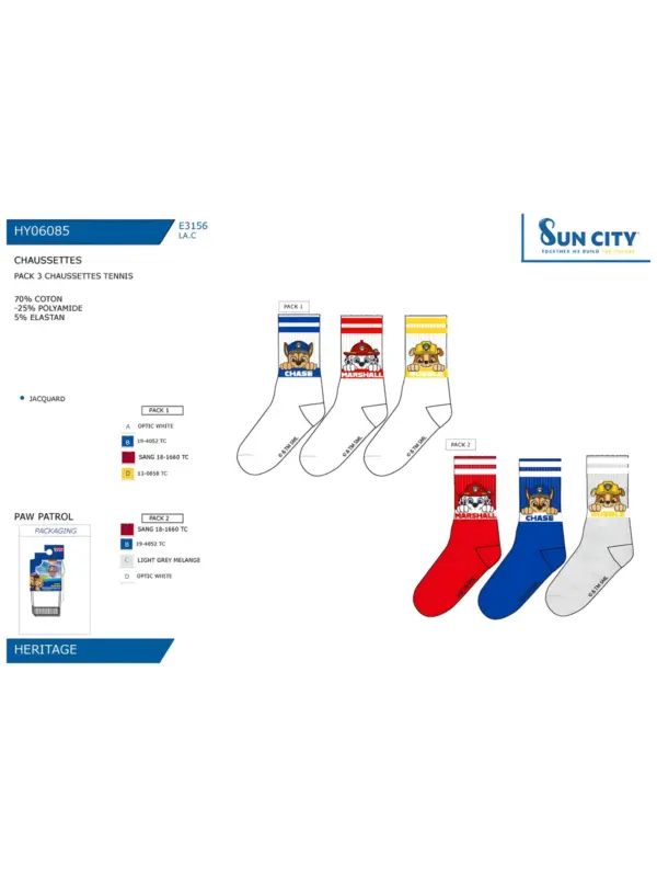Hy06085 Pack 3 Calcetines Sport Paw Patrol Sun City