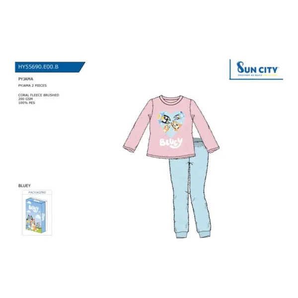 Hy55690 Pijama Coralina Niña Bluey