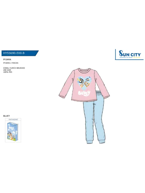 Hy55690 Pijama Coralina Niña Bluey