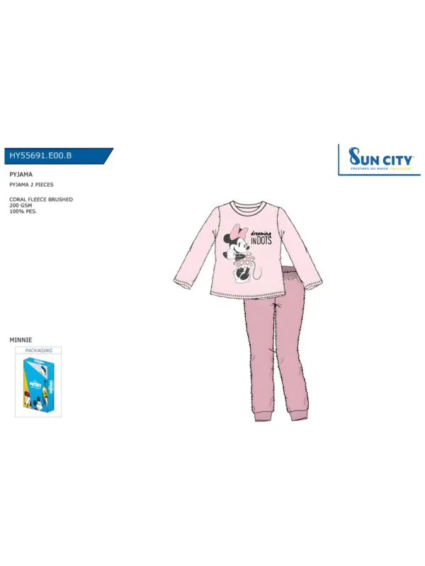 Hy55691 Pijama Coralina Niña Minnie