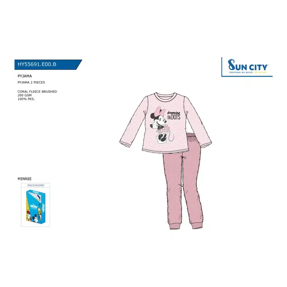 Hy55691 Pijama Coralina Niña Minnie