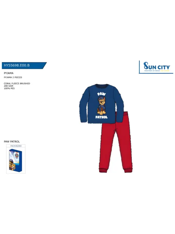Hy55698 Pijama Coralina Niño Paw Patrol