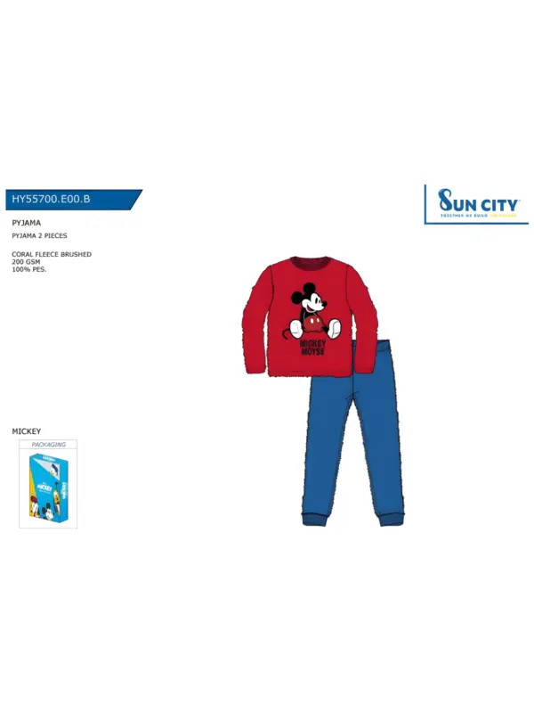 Hy55700 Pijama Coralina Niño Mickey