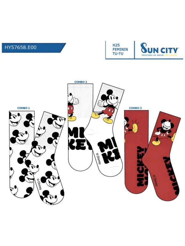 Hy57658 Calcetin Mickey Sun City Pack 3