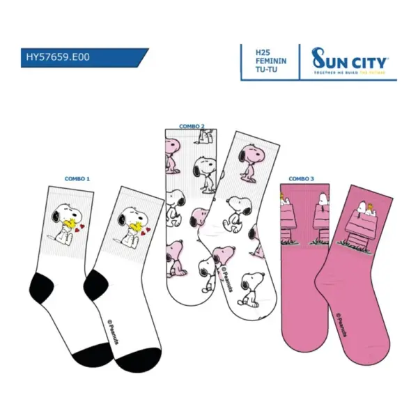 Hy57659 Calcetines Sport Snoopy Pack 3