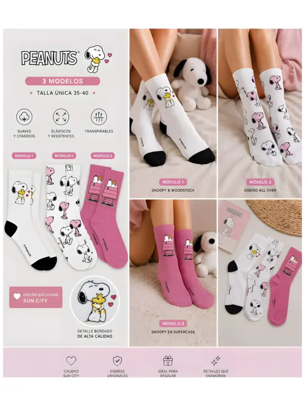Hy57659 Calcetines Sport Snoopy Pack 3