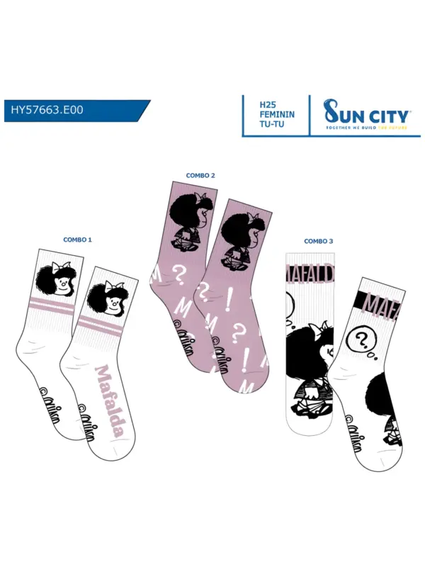 Hy57663 Calcetines Sport Mafalda Pack 3