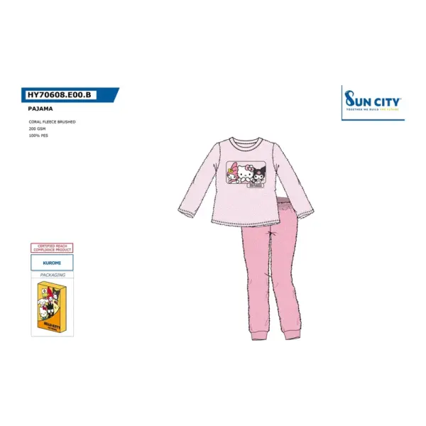 Hy70608 Pijama Coralina Kuromi Sun City