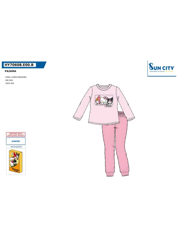 Hy70608 Pijama Coralina Kuromi Sun City