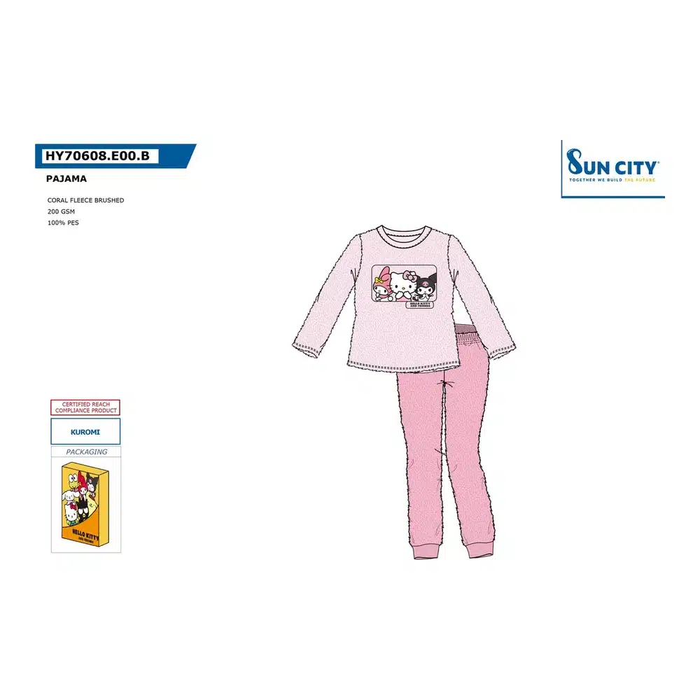 Hy70608 Pijama Coralina Kuromi Sun City