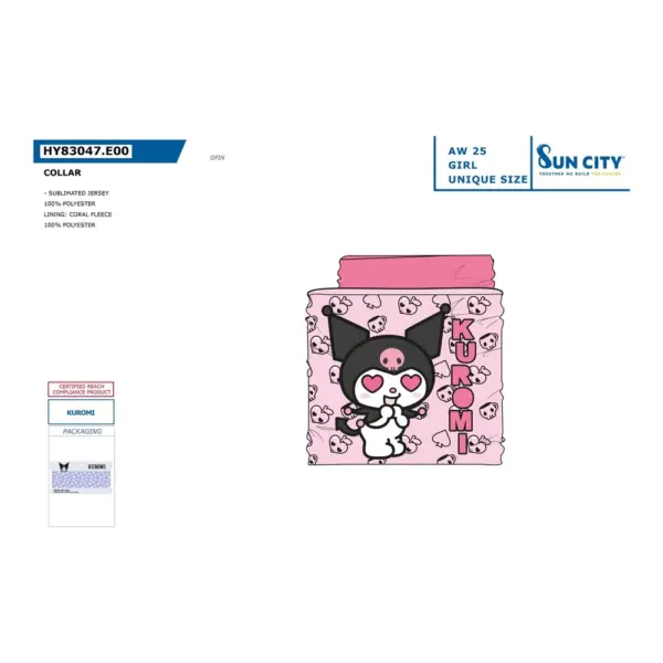 Hy83047 Braga Cuello Niña Kuromi