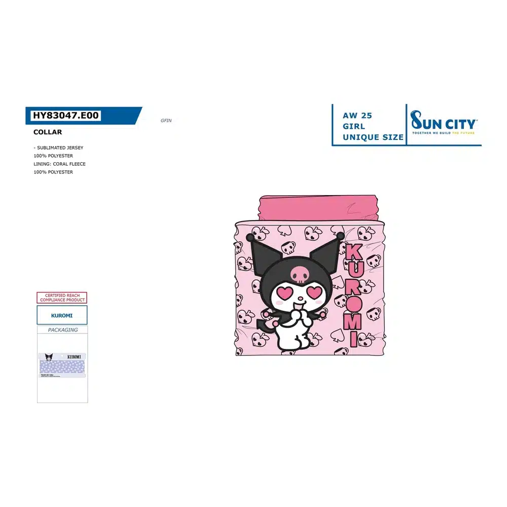 Hy83047 Braga Cuello Niña Kuromi