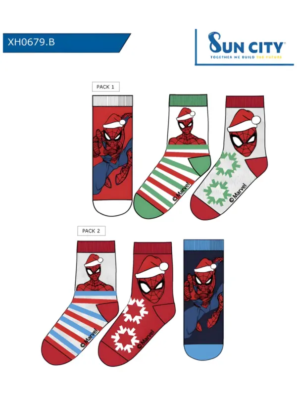 Xh0679 Caja Calcetines Spiderman Pack 3 Sun City