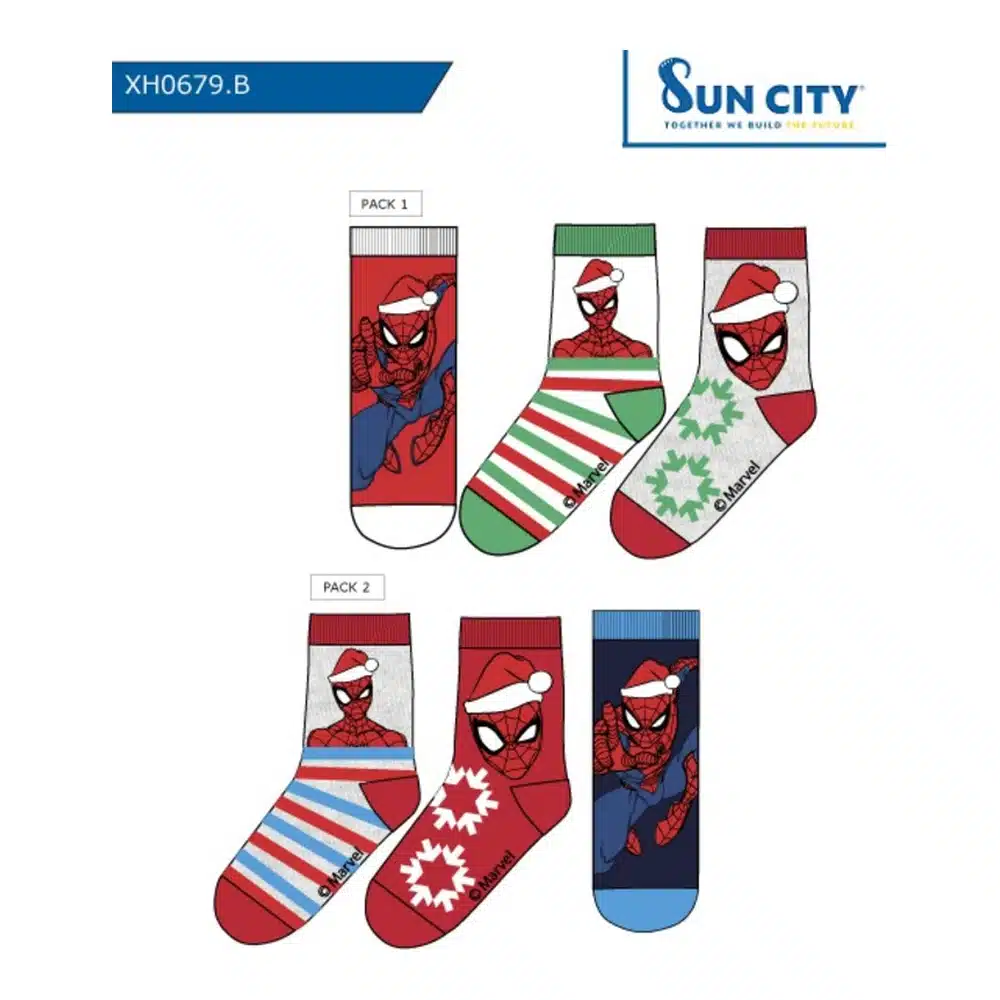 Xh0679 Caja Calcetines Spiderman Pack 3 Sun City