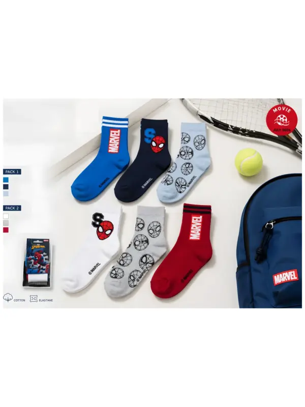 Zh06027 Pack 3 Calcetines Deporte Spiderman Sun City