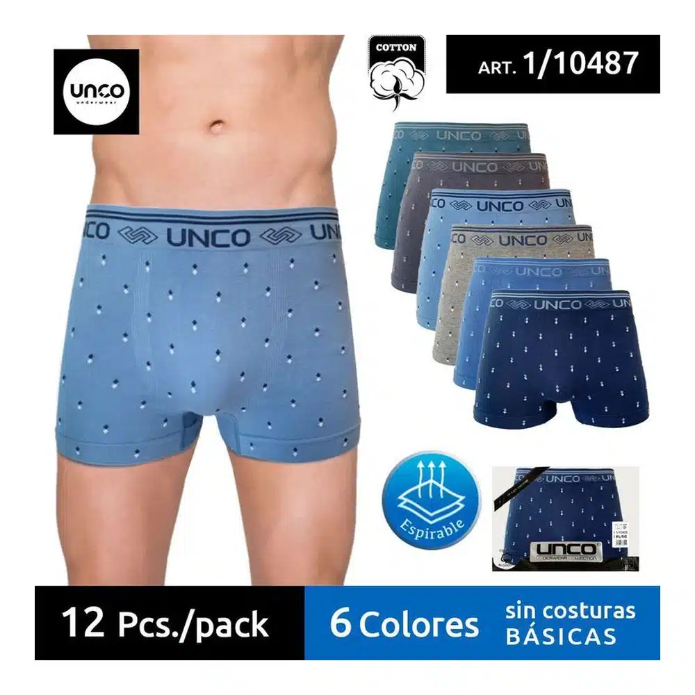 Boxer Algodon sin Costuras Unco 10487 Pack 12