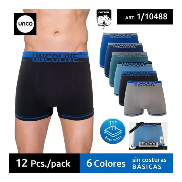 Boxer Algodon sin Costuras Unco 10488 Pack 12