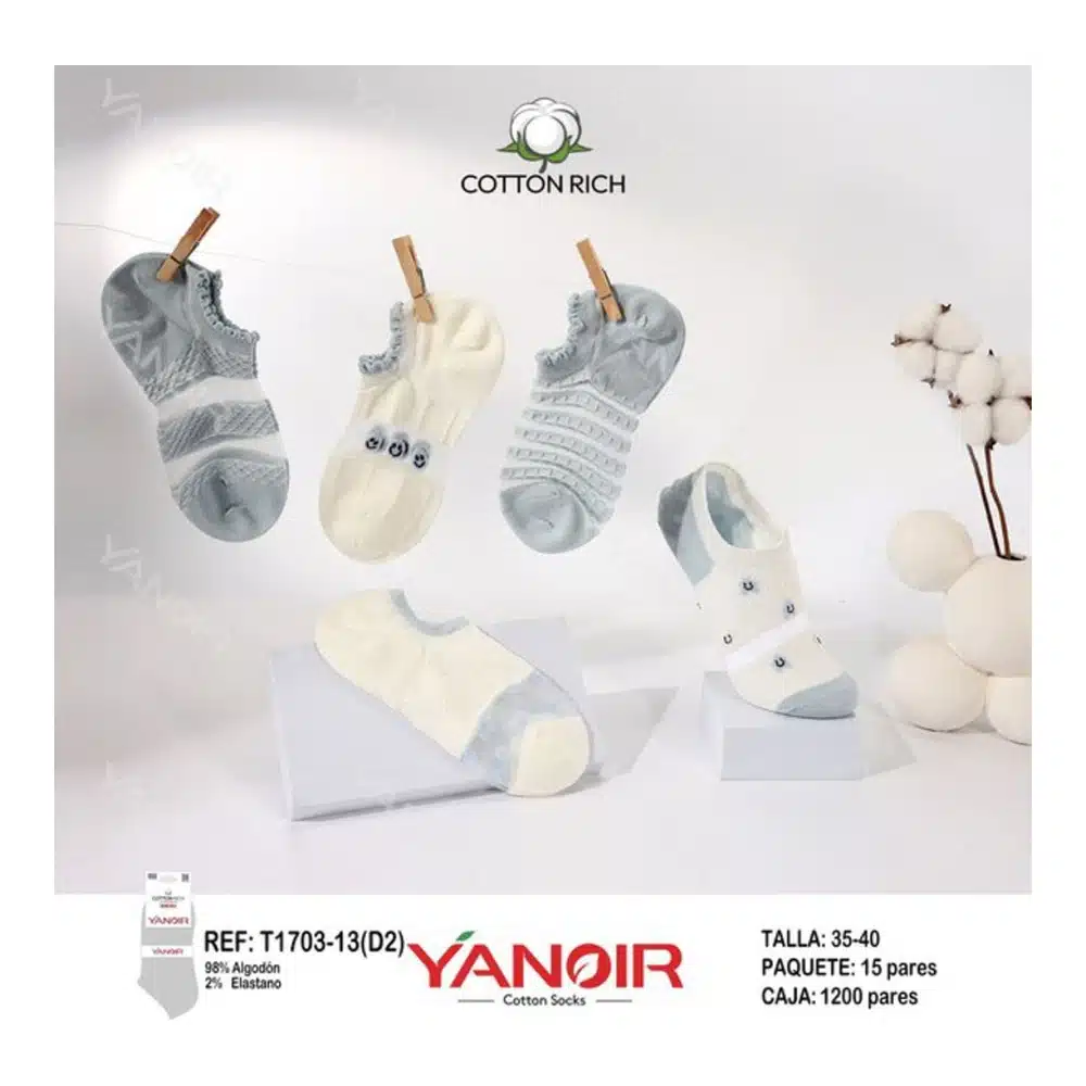 Calcetin Invisible Yanoir 1703 35-40 Pack 15 - Imagen 2