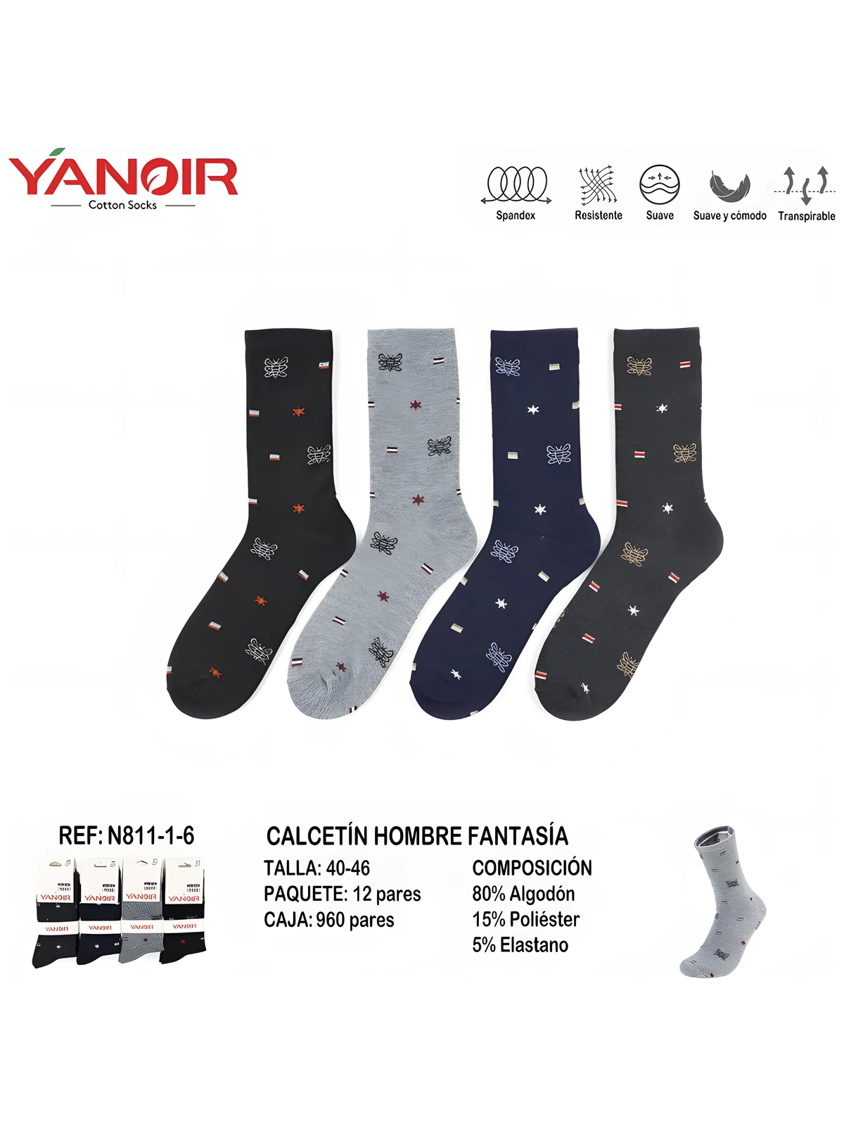 N811 Calcetin Fantasia Hombre - Imagen 4