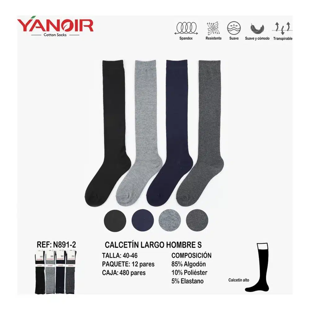 N891 Calcetin Hombre Alto Pack12 - Imagen 2