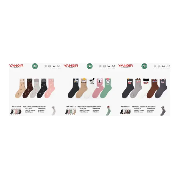 T1702 Calcetin Media Caña 35-40 Yanoir Pack 15