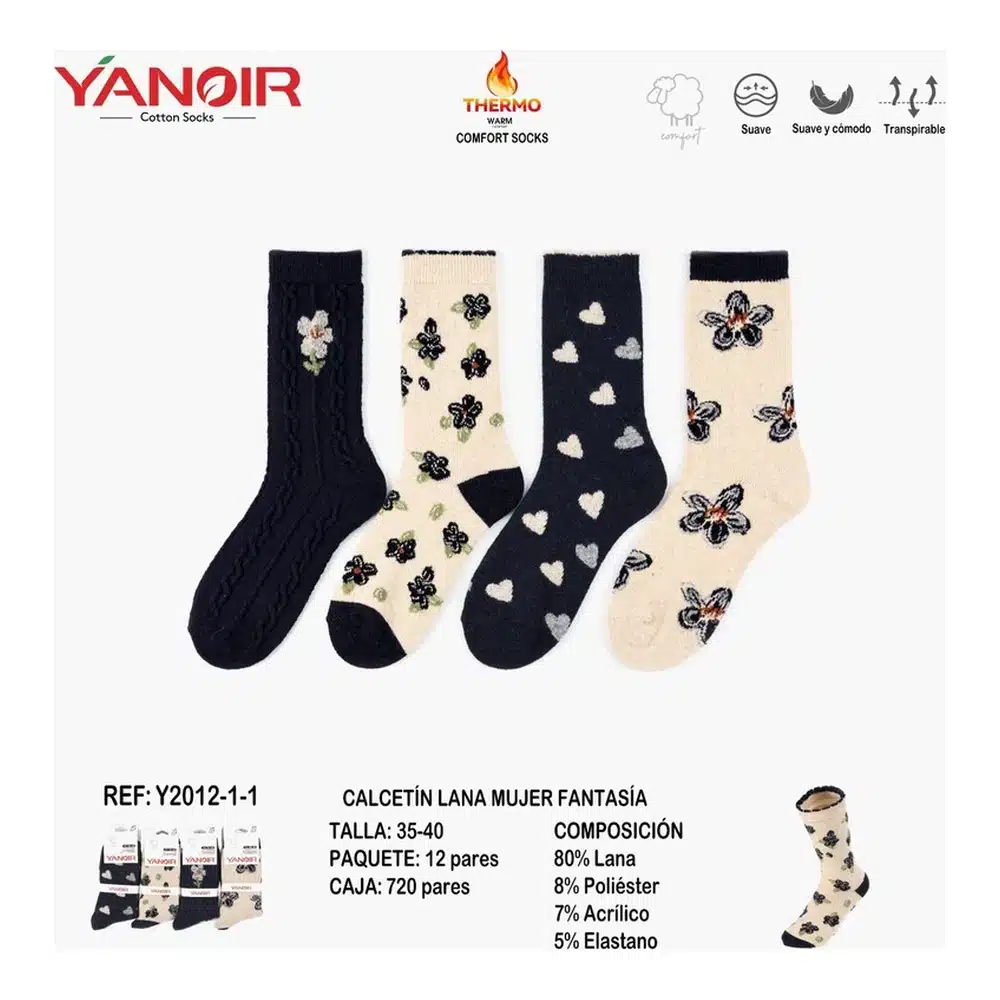 Y2012 Calcetin Lana Yanoir Pack 12 - Imagen 2
