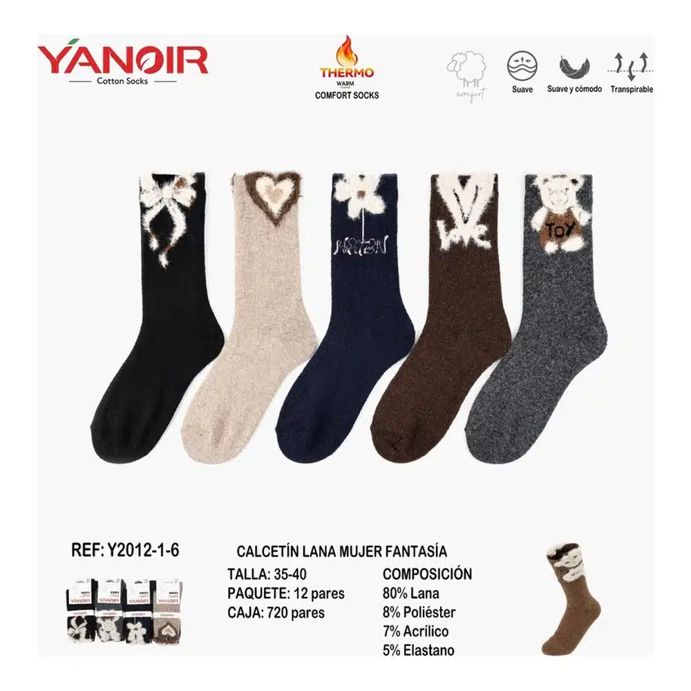 Y2012 Calcetin Lana Yanoir Pack 12 - Imagen 3