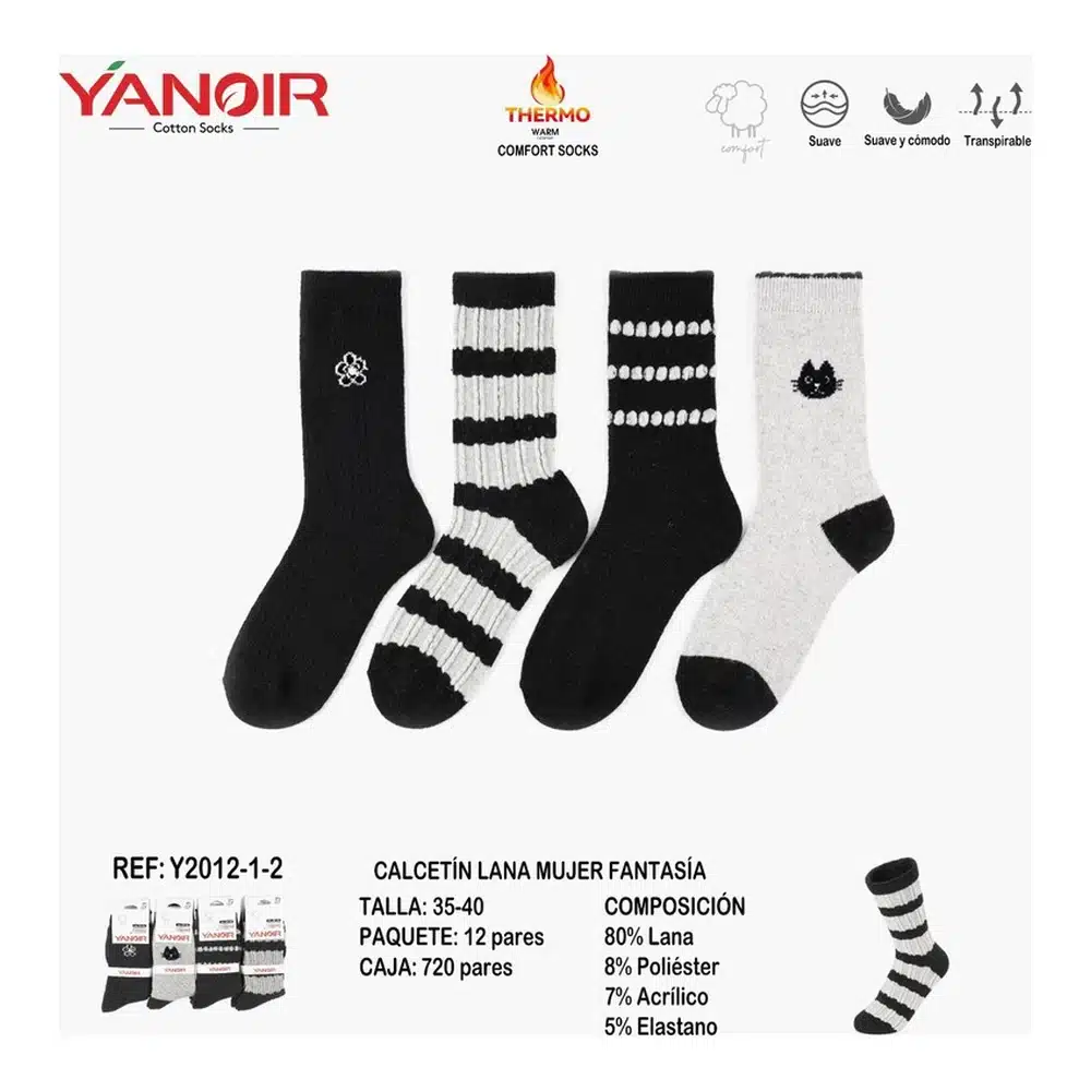 Y2012 Calcetin Lana Yanoir Pack 12 - Imagen 5