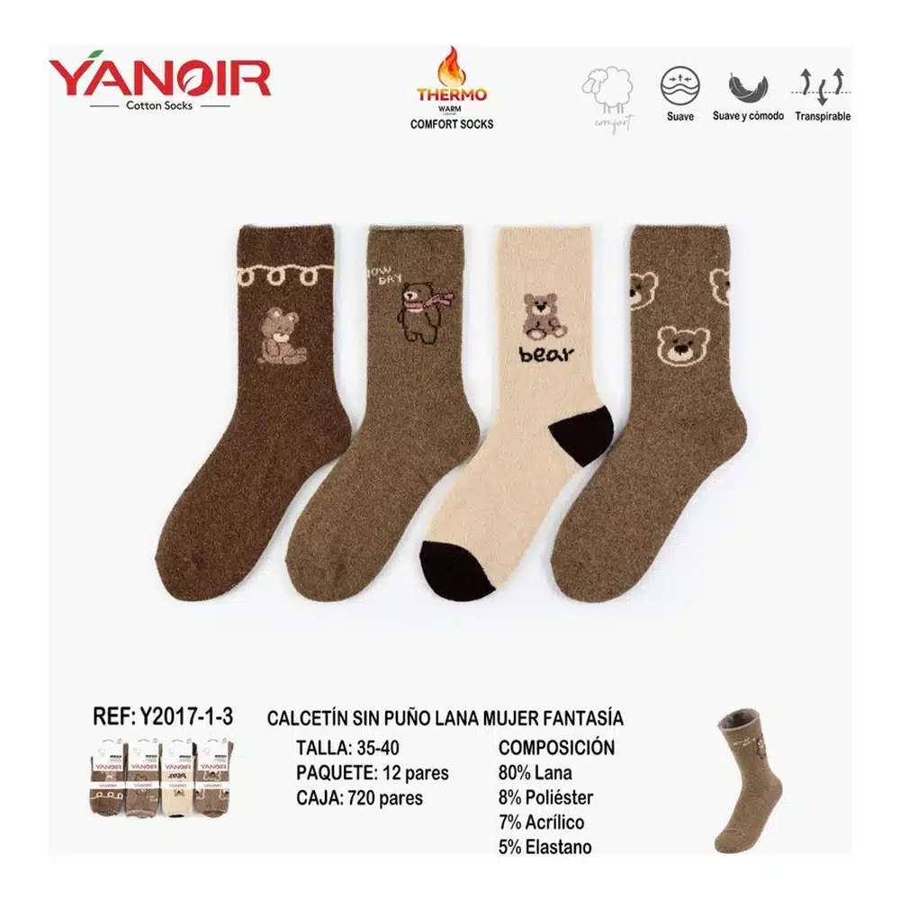 Y2017 Calcetin Lana Yanoir Pack 12 - Imagen 3